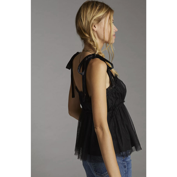 Anthropologie Sunday in Brooklyn Black Velvet Tulle Tank - New Medium - Picture 2 of 7